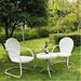 Crosley Furniture Griffith 3 Piece Metal Outdoor Conversation Seating Set - Two Chairs in White Finish with Side Table in White Finish