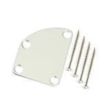 Metallor Guitar Neck Plate Curved Cutaway Semi Round Neck Joint Plate 4 Holes with Screws for Strat Tele Style Electric Guitar Bass Guitar Chrome.