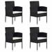 Anself 4 Piece Garden Chairs with White Cushion Set Black Poly Rattan Patio Armchairs Outdoor Dining Chair for Backyard Lawn Balcony Outdoor Furniture 20.5 x 22 x 34.6 Inches (W x D x H)