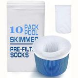 10 Pcs Pool Skimmer Socks Savers for Inground & Above Ground Pool Fine Mesh Leaves Pollen Catcher Debris Pre-Filter Scum Sock