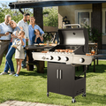 Hommow 3 Burner Gas Grill 24 000 BTU BBQ Propane Grill with Stove and Side Table for Patio Garden