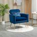 Goory Fabric Accent Chair Furniture Soft Sofa Easy Assemble Modern Lounge Chairs Armchair Home Living Room Navy Blue