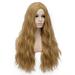 Unique Bargains Wigs for Women 28 Flax Gold Tone Curly Wig with Wig Cap Fluffy Curly Wavy