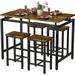 Recaceik Dinning Tables Set for 4 in Home 5 Piece Set Kitchen Table Wood and Metal Table with 4 Chairs Brown