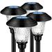 Outdoor Solar Pathway Lights 4 Pack Solar Lights for Yard Garden Decor Waterproof Glass Stainless Steel Auto-on/off Solar Landscape Lights for Lawn Patio Yard Garden Pathway Driveway