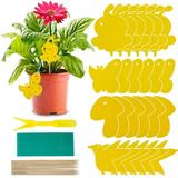 Fyeme Yellow Sticky Fly Trap Dual-Sided Sticky Trap Plastic Bug Insect Gnat Traps Sticky Board for Mosquitos Fungus Gnats Flying Aphid Whiteflies Leaf Miners