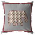 HomeRoots 412450 28 in. Elephant Indoor & Outdoor Throw Pillow Red & Gray