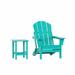 WestinTrends Malibu 2-Pieces Adirondack Chair Set with Side Table All Weather Outdoor Seating Plastic Patio Lawn Chair Folding for Outside Porch Deck Backyard Turquoise