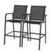 Counter Height Bar Stool All Weather Patio Furniture with Quick-Dry Textilene Fabric 2 PCS Set (Black)