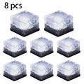 Solar Glass Brick Light - Crystal Brick Stone - Garden Solar Ice Cube Charming Glass Brick Lights Colour Change LED Garden Courtyard Pathway Patio Pool Outdoor Decoration Christmas(Cold White 8PCS)