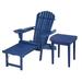 W Unlimited Oceanic Collection Outdoor Bistro Adirondack Chaise Lounge Foldable Chair Set with Cup & Glass Holder & Built in Ottoman Navy Blue - Wood - 2 Piece