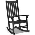 Gymax Wooden Rocking Chair Porch Rocker High Back Garden Seat For Indoor Outdoor Black