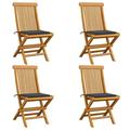 Anself 4 Piece Folding Garden Chairs with Cushion Teak Wood Outdoor Dining Chair for Patio Backyard Poolside Beach 18.5 x 23.6 x 35 Inches (W x D x H)