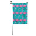 KDAGR Blue Palm Pink Flamingos on Turquoise Colorful Tree Pattern Tropical Garden Flag Decorative Flag House Banner 28x40 inch