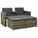 Anself Set of 3 Patio Lounge Set Cushioned 2-Seater Sofa with 2 Footrest Gray Poly Rattan Steel Frame Sectional Outdoor Conversation Set for Patio Backyard Balcony