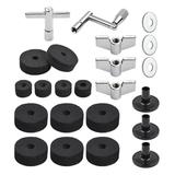 Dcenta 23pcs Cymbal Replacement Accessories Drum Parts with Cymbal Stand Felts Drum Cymbal Felt Pads Include Wing Nuts Washers Cymbal Sleeves and Drum Key