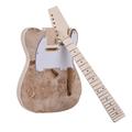 TL Tele Style Unfinished Electric Guitar DIY Kit Basswood Body Burl Surface Maple Wood Neck & Fingerboard