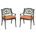 Homestyles Sanibel Aluminum Patio Dining Chair with Cushion in Bronze (Set of 2)