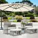 Outdoor Indoor Patio Furniture Set 5 Pieces SYNGAR PE Rattan Sectional Furniture Set with Coffee Table Cushioned Chair & Ottoman Patio Conversation Sofa Set for Garden Deck Poolside Gray D1079