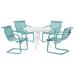 Crosley Furniture Gracie 5 Piece Retro Metal Patio Dining Set in Blue and White