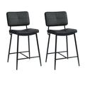 HouseInBox 27 Counter Height Bar Stools Set of 2 Indoor Outdoor Stools Sturdy Metal Frame Counter Stools with Faux Leather Upholstered for Kitchen Island Home Bar Furniture Black