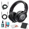 Audio-Technica ATH-M40x Over-Ear Professional Studio Monitor Headphones with 6ave Cleaning Kit Carrying Case and 1-Year