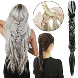 21 Ponytail Fishtail Braid Extension Long Clip on Bun with Claw Clip Synthetic Ponytail Hairpieces Clip in Braided