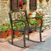 UBesGoo Metal Mid-Back Rocking Chair Rustic Black Iron Rocking Chair for Garden Patio Outdoors