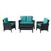 CorLiving Black Resin Rattan Wicker 4pc Patio Set