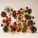 Christmas Decorations Pine Cone Lights Christmas Garland with Lights for Decor 6.5FT 20 LED Xmas Light Indoor with Pine Cones Red Berries Red Bells for Home Fireplace Holiday 3AA Battery Operation