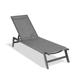 Kmowoo Outdoor Chaise Lounge Chair Five-Position Adjustable Aluminum Recliner All Weather For Patio Beach Yard Pool(Grey Frame/Dark Grey Fabric)