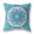 HomeRoots 410930 16 in. Jewel Indoor & Outdoor Zippered Throw Pillow Green & Blue