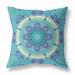 HomeRoots 410930 16 in. Jewel Indoor & Outdoor Zippered Throw Pillow Green & Blue