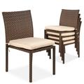 Best Choice Products Set of 4 Stackable Outdoor Patio Wicker Chairs w/ Cushions UV-Resistant Finish - Brown/ Cream