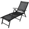 Anself Folding Outdoor Sun Lounger Backrest Adjustable Black Textilene Aluminum Frame Chaise Lounge Chair for Patio Pool Deck Backyard Garden 70 x 25 x 37.8 Inches (L x W x H)