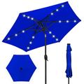 Best Choice Products 7.5ft Outdoor Solar Patio Umbrella for Deck Pool w/ Tilt Crank LED Lights - Resort Blue