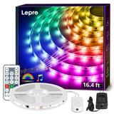 Lepro 16.4ft Music Sync LED Strip Lights for Bedroom Upgrade 5050 RGB Lights Strip with Remote MagicColor for Bedroom Home Wall Valentines Day Decor