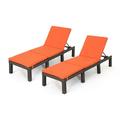 Joyce Outdoor Wicker Chaise Lounge Set of 2 Multibrown and Orange