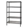 Quantum Storage WR74-3660BK-5 Black 5 Shelf Wire Shelving Unit - 36 x 60 x 74 in.