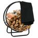 Sunnydaze Firewood Log Hoop Rack with Cover - Black - 24