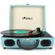 LP&No.1 Portable Suitcase Record Player with Stereo Speaker 3 Speeds Belt-Drive Turntable for Vinyl Records Blue