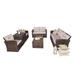 Direct Wicker Rattan Patio 6 Piece Conversation Sofa Sets in Brown with Cushions