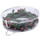 Husfou Wreath Storage Bag 24 inch Christmas Clear Everyday Bag Garland Container with Reinforced Handles and Dual Zipper for Holiday