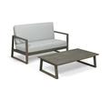 Angelia Outdoor Acacia Wood Chat Set with Coffee Table