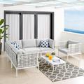 Modway Harmony 7-Piece SunbrellaÂ® Basket Weave Outdoor Patio Aluminum Sectional Sofa Set in Taupe Gray