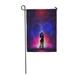 SIDONKU Silhouette of Young Couple in Love on Creative Colorful Night Garden Flag Decorative Flag House Banner 28x40 inch