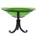 Achla Designs Hand Blown Crackle Glass Garden Birdbath with Tripod Green