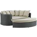 Modern Contemporary Urban Design Outdoor Patio Balcony Daybed Sofa Beige Rattan