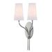 Two Light Wall Sconce 12 inches Wide By 24.5 inches High-Polished Nickel Finish-White Shade Color Bailey Street Home 116-Bel-3029239