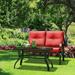 Gymax 2PCS Patio Loveseat & Table Set Cushioned Outdoor Furniture Set Yard Garden